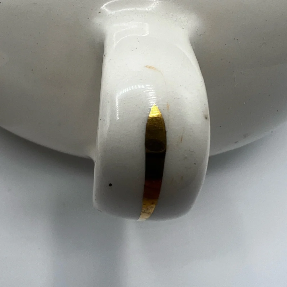 Vintage Covered Oval White With Florals Serving Dish With Lid Unmarked God Cond